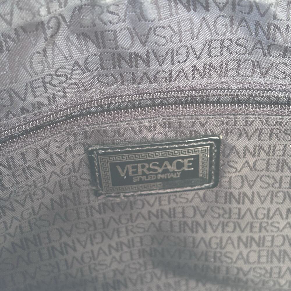 Gianni Versace Pebbled & Patent Leather Sun Shoulder Bag Black - Picture 13 of 15